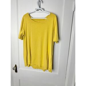 J. Jill Top Women's Large Butter Yellow Gold Slub Knit T-shirt Pima Cotton